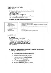 English worksheet: two and a half men worksheet