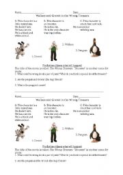 English Worksheet: Wallace and Gromit in the Wrong Trousers Movie Worksheet