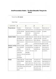 English Worksheet: Camp Rubric