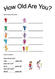 English Worksheet: How old are you?