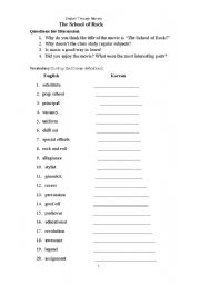 English Worksheet: School of Rock Lesson