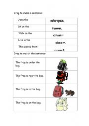 English worksheet: in on