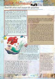 English Worksheet: The Little Mermaid - Reading Comprehension Worksheet