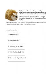 English worksheet: reading toys animals 