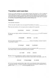 English Worksheet: Transition Words