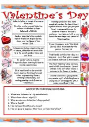 Valentine s day reading. Saint Valentine's Day Worksheets. St Valentine's Day reading. St Valentine's Day Worksheets.