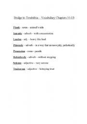 English worksheet: Bridge to Terabithia Vocabulary Chapters 10-13