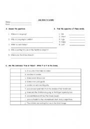 English Worksheet: Lisa goes to London