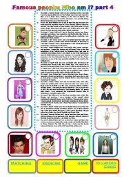 English Worksheet: Famous people: Who am I? part 4 (07.01.2011)