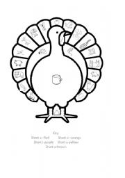English Worksheet: Short Vowel Turkey