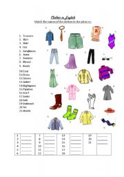 English Worksheet: Clothes in English