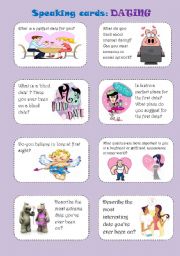 English Worksheet: DATING, speaking cards