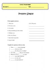 English worksheet: Present simple