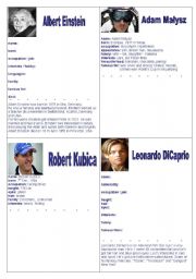 English Worksheet: WRITING A SHORT BIOGRAPHY OF FAMOUS PEOPLE - part 2