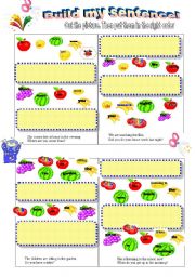 English Worksheet: build my own sentence