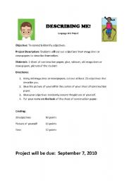 English Worksheet: Describing Me! 