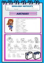 English Worksheet: ARTICLES