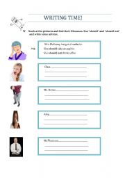 English Worksheet: health problems/ giving advices