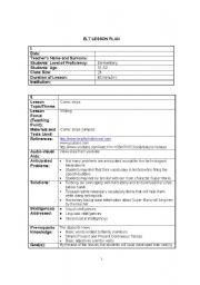 English Worksheet: comic strips/ elementary writing lesson plan