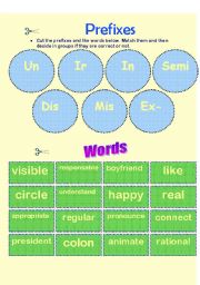 English Worksheet: Prefixes