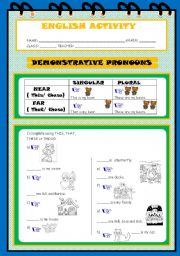 English Worksheet: DEMONSTRATIVES  PRONOUNS