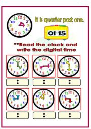 English Worksheet: What is the time? (quarter past & quarter to)