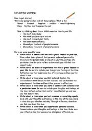 English Worksheet: reflective writing