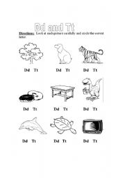 English worksheet: Dd and Tt