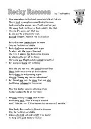 English Worksheet: past simple with Rocky Raccoon by the Beatles- Part 1 (updated)