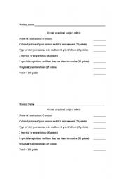 English worksheet: Create an animal rubric