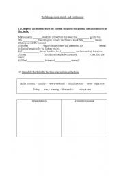 English worksheet: revision simple present or continuous