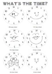 English Worksheet: whats the time? Part 1 oclock