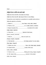 English worksheet: Adjectives that compare