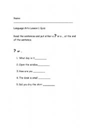 English Worksheet: punctuation quiz