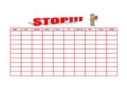 English Worksheet: STOP AND HANGMAN GAMES(2 PAGES)