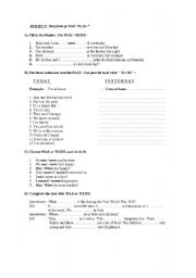 English worksheet: Simple past  to be