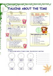 English Worksheet: Talking about the time
