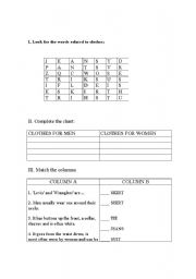 English worksheet: clothes