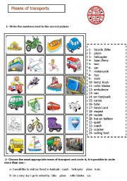 English Worksheet: means of transport