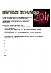 English Worksheet: New Years Resolutions worksheet