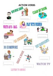 English worksheet: ACTION VERBS