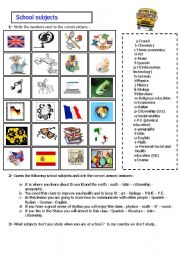 English Worksheet: School subjects