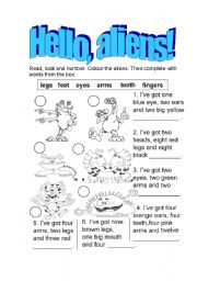 English Worksheet: hello, aliens!