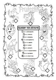 English Worksheet: Fruits