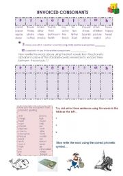 English Worksheet: Unvoiced consonants phonetics