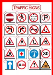 English Worksheet: TRAFFIC SIGNS: Picture Dictionary. Match the signs with their meaning. With BLACK AND WHITE version and ANSWER KEY.