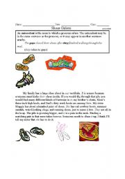 English Worksheet: Antecedents