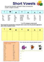 English Worksheet: Phonetic alphabet short vowel sounds