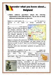 English Worksheet: I wonder what you know about... Belgium! - with key