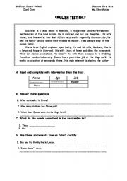 English Worksheet: Comprehension test for beginners
